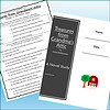 Slide1 Image of the book 'Treasures from Grandma's Attic' by Arleta Richardson, with a black cover and white text, alongside a worksheet and a small red barn illustration.