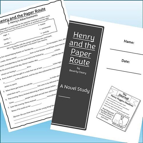 Cover of 'Henry and the Paper Route' by Beverly Cleary, featuring a black and white book cover with title and author.
