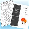 Slide1 Cover of 'Family Forever' novel by Kallie George, featuring a black and white design with trees in autumn colors.