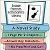 Homeschool Resource Co. Book Cover Book cover for 'Escape from Mr. Lemoncello's Library' by Chris Grabenstein, featuring a book with a musical instrument and a lemon.