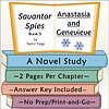 Homeschool Resource Co. Book Cover Educational book cover for 'Savantor Spies' by Taylor Paige, featuring a colorful stack of books and a title page with snowflake illustrations.