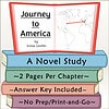 Journey to America Book Cover Book cover for 'Journey to America' by Sonia Levitin, featuring a world map and a red open book design, promoting a homeschool study resource.
