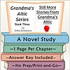Book cover for Grandma's Attic Series, Book Three by Arleta Richardson, featuring a colorful illustration of stacked books and a sign with story details.