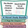 Homeschool Resource Co. Novel Study Booklet Colorful homeschool novel study booklet cover featuring The Baxter Family Children Stories by Karen Kingsbury and Tyler Russell.