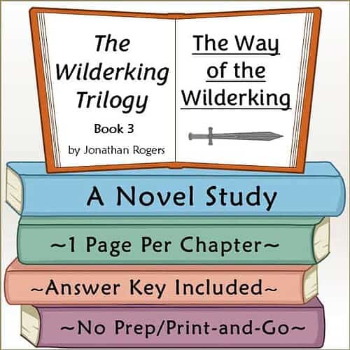 Book cover of The Wilderking Trilogy Book 3 titled The Way of the Wilderking by Jonathan Rogers, featuring an open book with a sword illustration.