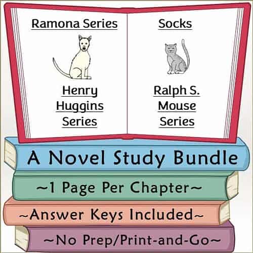 Colorful educational book cover featuring animal series and study bundle details for homeschooling resources.