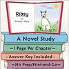 Homeschool Resource Co. Book Cover Illustration of a children's book titled 'Ribsy' by Beverly Cleary, featuring a dog sitting outdoors with a sunny sky.