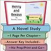 Henry and Beezus Book Cover Illustration of the book 'Henry and Beezus' by Beverly Cleary, featuring a colorful open book with a bubble gum factory scene, clouds, and sun.
