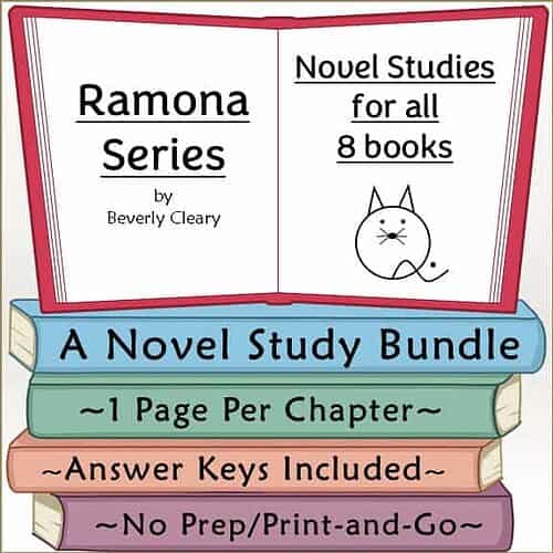 Homeschool Ramona Series book bundle for all 8 books with answer keys, no prep, print-and-go, ideal for homeschooling.