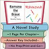 Homeschool Resource Co. Book Cover Educational book cover for 'Ramona the Brave' by Beverly Cleary, featuring colorful pens and a study guide format for homeschooling.