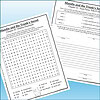Slide2 Educational worksheet for 'Mandie and the Trunk's Secret' chapter 10 with word search and character matching activities.