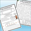 Slide2 Homeschool resource worksheet featuring a word search and phonics activities for early learners.