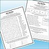 Homeschool resource worksheet featuring a word search and reading comprehension questions for educational use.