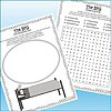 Slide2 Homeschool resource worksheet with word search and illustration of a girl sleeping on a bed.