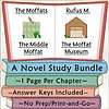 Homeschool Resource Co. Novel Study Bundle Educational image showing book chapters about The Moffats, Rufus M., The Middle Moffat, and The Moffat Museum for homeschool learning.