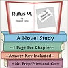 Homeschool Resource Co. Book Cover Colorful illustrated book cover for 'Rufus M.' by Eleanor Estes, featuring a stack of books and a book open to the title page.