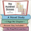 Homeschool Resource Co. Book Cover Book cover for 'The Hundred Dresses' by Eleanor Estes, featuring illustrations of dresses and a classroom setting, ideal for homeschooling resources.