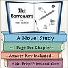 Homeschool Resource Co. Book Cover Educational book cover for 'The Borrowers' by Mary Norton, featuring a blue book with study details and sewing tools illustration.