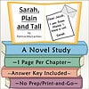 Sarah, Plain and Tall Book Cover Cover image of 'Sarah, Plain and Tall' by Patricia MacLachlan, featuring a colorful stack of books and a handwritten note from Sarah.