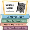 Homeschool Resource Co. Book Cover Educational book cover for Caleb's Story by Patricia MacLachlan, featuring a journal and colorful stacked books for homeschooling.