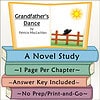 Homeschool Resource Co. Book Cover Colorful illustrated book cover for 'Grandfather's Dance' by Patricia MacLachlan, featuring a sunny sky, a hat on a fence, and stacked books with study details.