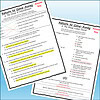 Homeschool resource worksheet with questions and answer key, featuring colorful highlights and handwritten notes for educational activities.