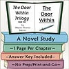 The Door Within Trilogy Book Cover Book cover of The Door Within Trilogy by Wayne Thomas Batson, featuring an open book with a sword and colorful stacked books with study details.