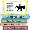 Mandie and the Ghost Bandits Book Cover Book cover of Mandie and the Ghost Bandits by Lois Gladys Leppard featuring a silhouette of a girl on a horse and colorful stacked books.