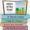 Adam of the Road Book Cover for Homeschool Illustrated cover of Adam of the Road by Elizabeth Janet Gray featuring trees, a signpost, and a sunny sky, used for homeschooling resources.