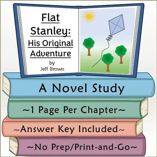 Cover of Flat Stanley: His Original Adventure by Jeff Brown, featuring a kite flying in the sky with trees, used for homeschooling educational resources.