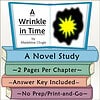 A Wrinkle in Time Book Cover Illustration of the book "A Wrinkle in Time" by Madeleine L'Engle, showing a colorful open book with a starburst image and chapter details.