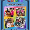 Colorful children's coloring booklet cover featuring kids engaging in creative activities for homeschool preschool learning.