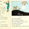 Colorful illustration of children and animals under the moon, with a dog, cats, and a cow, from a children's nursery rhyme book.