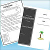 Slide1 Homeschool resource materials including a novel study worksheet and a blackboard with the title 'Shipwrecked' by D. Stewart for homeschooling activities.