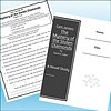 Slide1 Close-up of a homeschool worksheet and a black booklet titled 'The Mystery of the Stolen Diamonds' by David A. Adler, used for educational activities.
