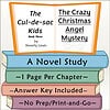 Homeschool Resource Co. Book Cover Book cover for 'The Crazy Christmas Angel Mystery' by Beverly Lewis, featuring colorful stacked books and an open book with the title and author.
