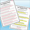 Slide3 Page from 'Tree-mendous Trouble' book with highlighted text and annotations about a squirrel and a backpack.
