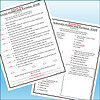 Slide3 Sample homeschool worksheet with questions and answers about Hurricane Katrina, including multiple-choice options and highlighted answers.