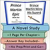 Prince Martin Wins His Sword - Homeschool Resource Illustration of a children's book titled 'Prince Martin Wins His Sword' by Brandon Hale, featuring a colorful open book with a sword illustration, designed for homeschool study resources.