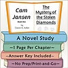 Homeschool Resource Co. Book Cover Educational book cover titled "The Mystery of the Stolen Diamonds" by Cam Jansen, featuring colorful stacked books and an open book with the title.