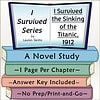 Homeschool Resource Co. Book Cover Educational book cover for 'I Survived Series' by Lauren Tarshis, featuring a stack of colorful books and an open book with the title 'I Survived the Sinking of the Titanic, 1912'.