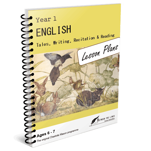 Homeschool English Year 1 lesson plan cover featuring animals and nature illustrations for early literacy and reading skills.