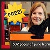 Homeschool Resource Co. promotional image featuring a woman with a large black bird puppet and a sign offering 532 pages of learning fun.