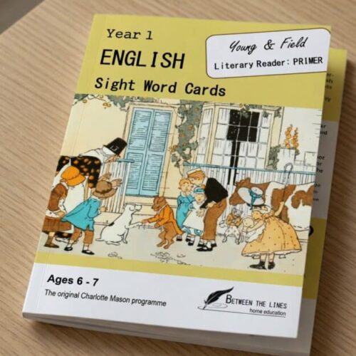 English Year 1 sight word cards for homeschool, featuring colorful illustrations of children and animals, designed for early literacy and reading practice.