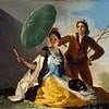 Homeschool Resource Co. Logo Artistic painting of two women in historical attire outdoors, one seated with a book and the other standing with a branch, representing education and learning.