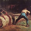 the-wood-sawyers-1852.jpg!Large Classic oil painting depicting two children working outdoors, one pulling a large rock and the other sitting nearby, emphasizing traditional manual labor and rural life scenes.