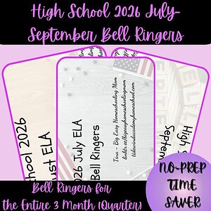 High School 2026 July-September ELA Bell Ringers (Quarter)