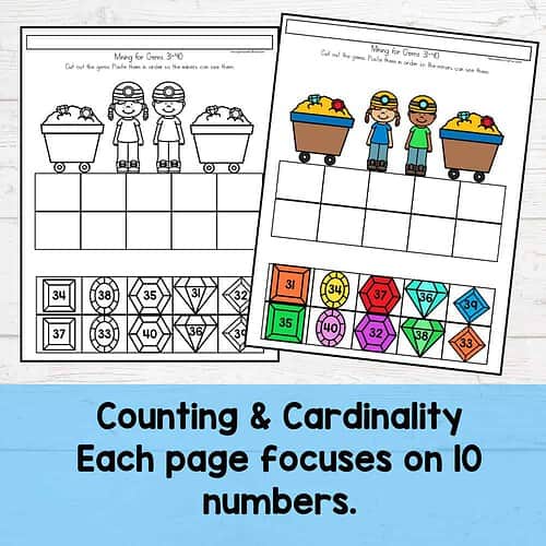 Homeschool Counting & Cardinity Activity Educational counting and cardinity activity for homeschool students with colorful game pieces and children.