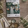 Homeschool lesson plan titled 'Picture Study' with watercolor art and art supplies on a wooden table.