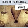 Homeschool Resource Co. Book of Centuries Educational book cover for homeschool history curriculum, featuring vintage hot air balloon and gears, for ages 9-12, from Homeschool Resource Co.